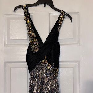 Elegant Black and Silver Embellished Dress